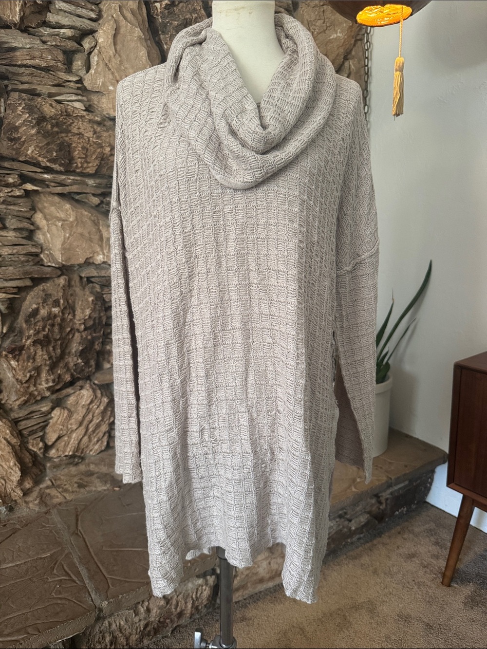 Jensen Free People Cowl Neck Knit Sweater - Taupe